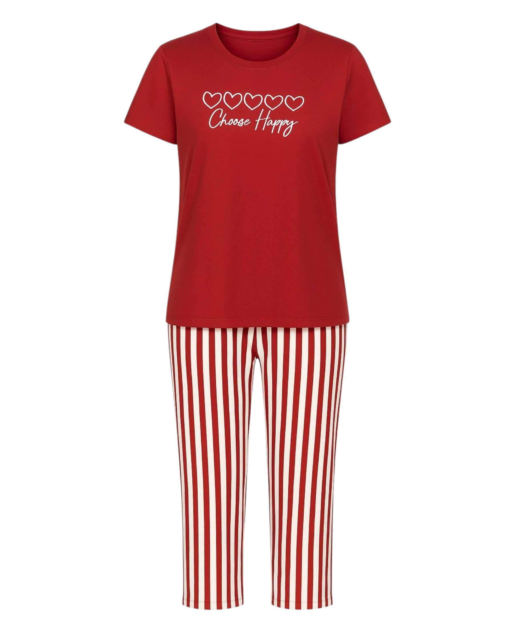 fashionshowcase Pyjama Damen Hausanzug - Schlafanzug mit T-Shirt & langer Hose, 3 Designs (2 tlg., 2-teiliges Set) Print auf dem Oberteil, gestreifte oder gemusterte Hose