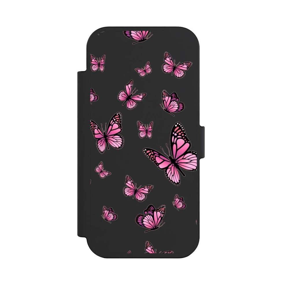 NIVOCASE Handyhülle Schmetterling Muster Motiv ohne Hintergrund Schmetterlinge Pink, Apple iPhone Air Klapphülle Handyhülle aus Kunst Leder