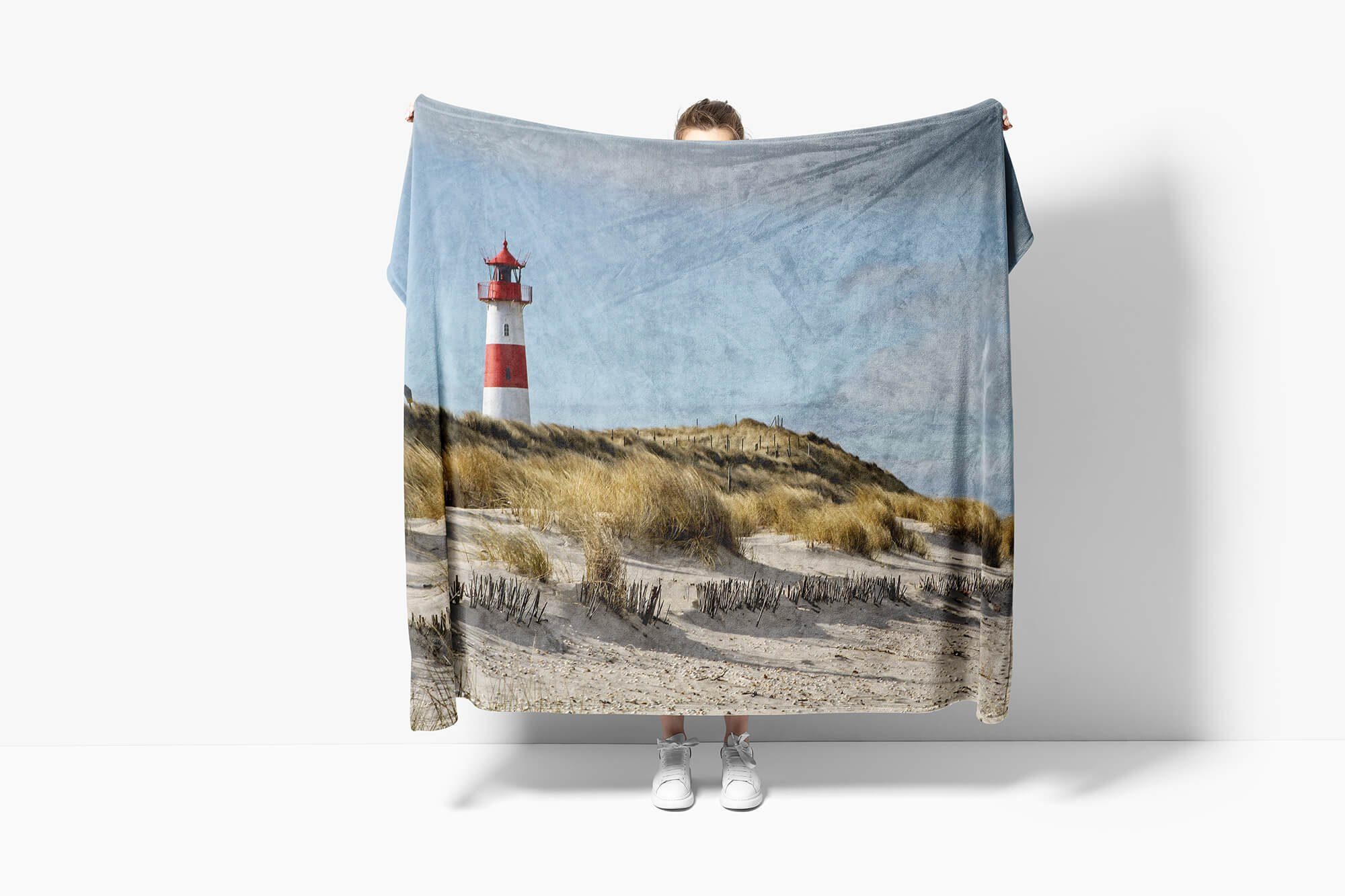 Handtücher Handtuch Strandhandtuch Saunatuch Kuscheldecke mit Fotomotiv Leuchtturm Nordsee, Baumwolle-Polyester-Mix (1-St), Handtuch – Bild 2 von 5