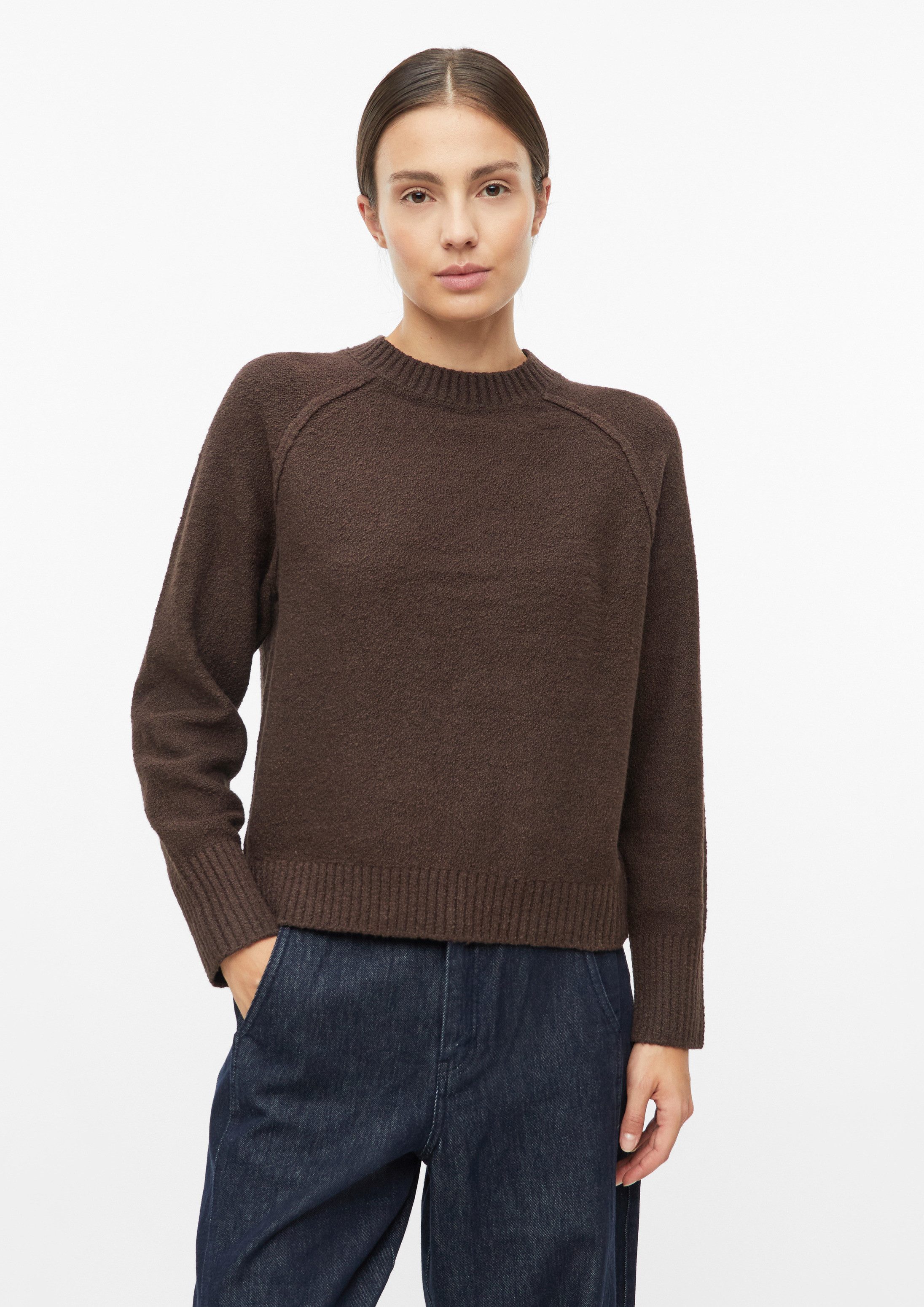 s.Oliver Longpullover Strickpullover Bouclé-Strickpullover im Relaxed Fit