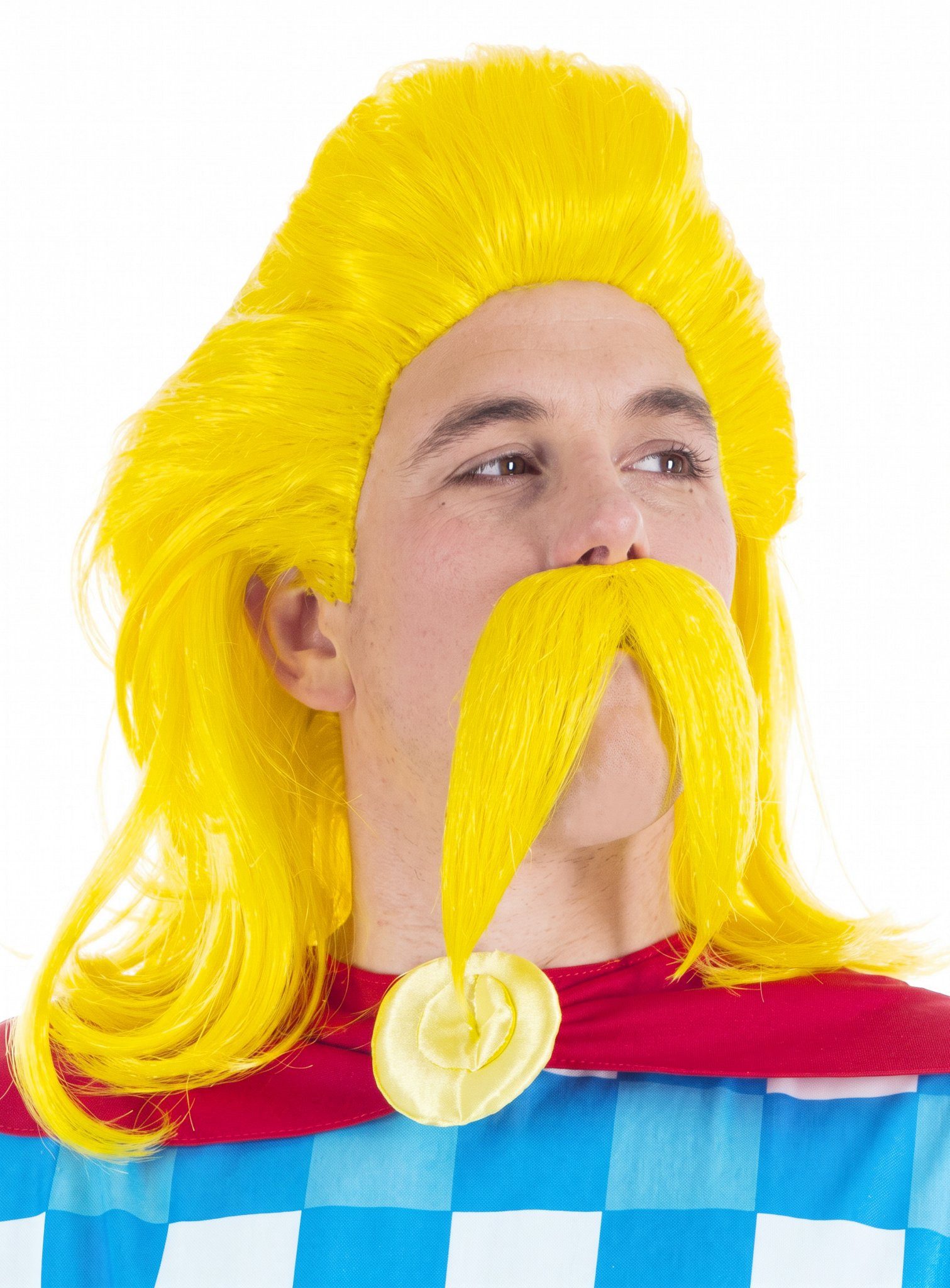 CHAKS Kostüm-Perücke Troubadix Perücke & Bart - Kostüm Set für Fasching, Lizenziertes Zubehör für den Comic-Gallier