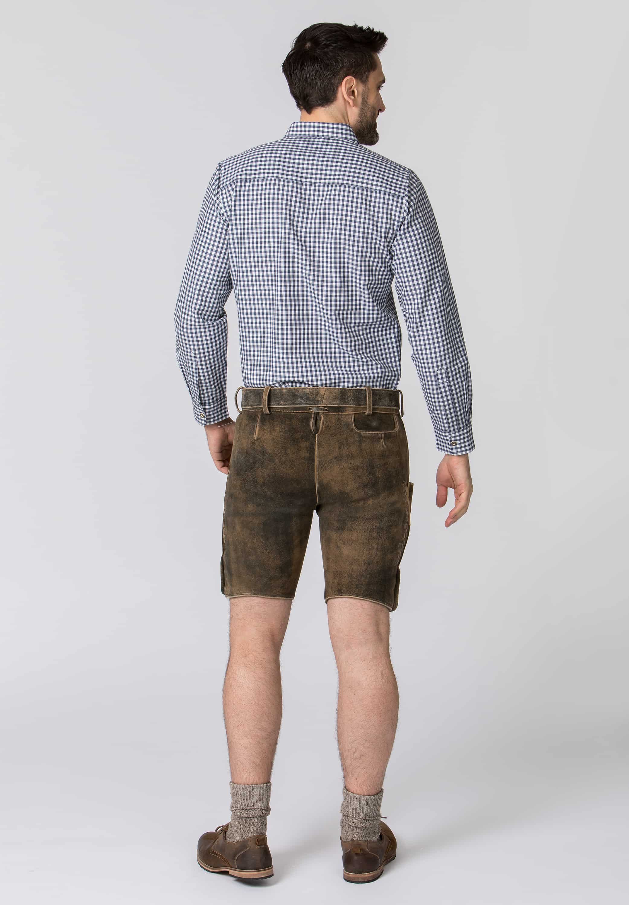 Original Stockerpoint GmbH Trachtenhemd Trachtenhemd Herren kariert Blau Langarm Kentkragen Comfort Fit (1-tlg)