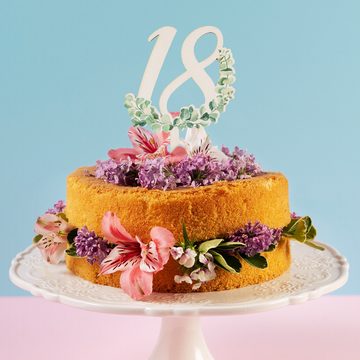Logbuch-Verlag Geschenkbox 18. Geburtstag Cake Topper Tortendeko Eukalyptus (1 St), Geburtstagstorte Partydeko 18