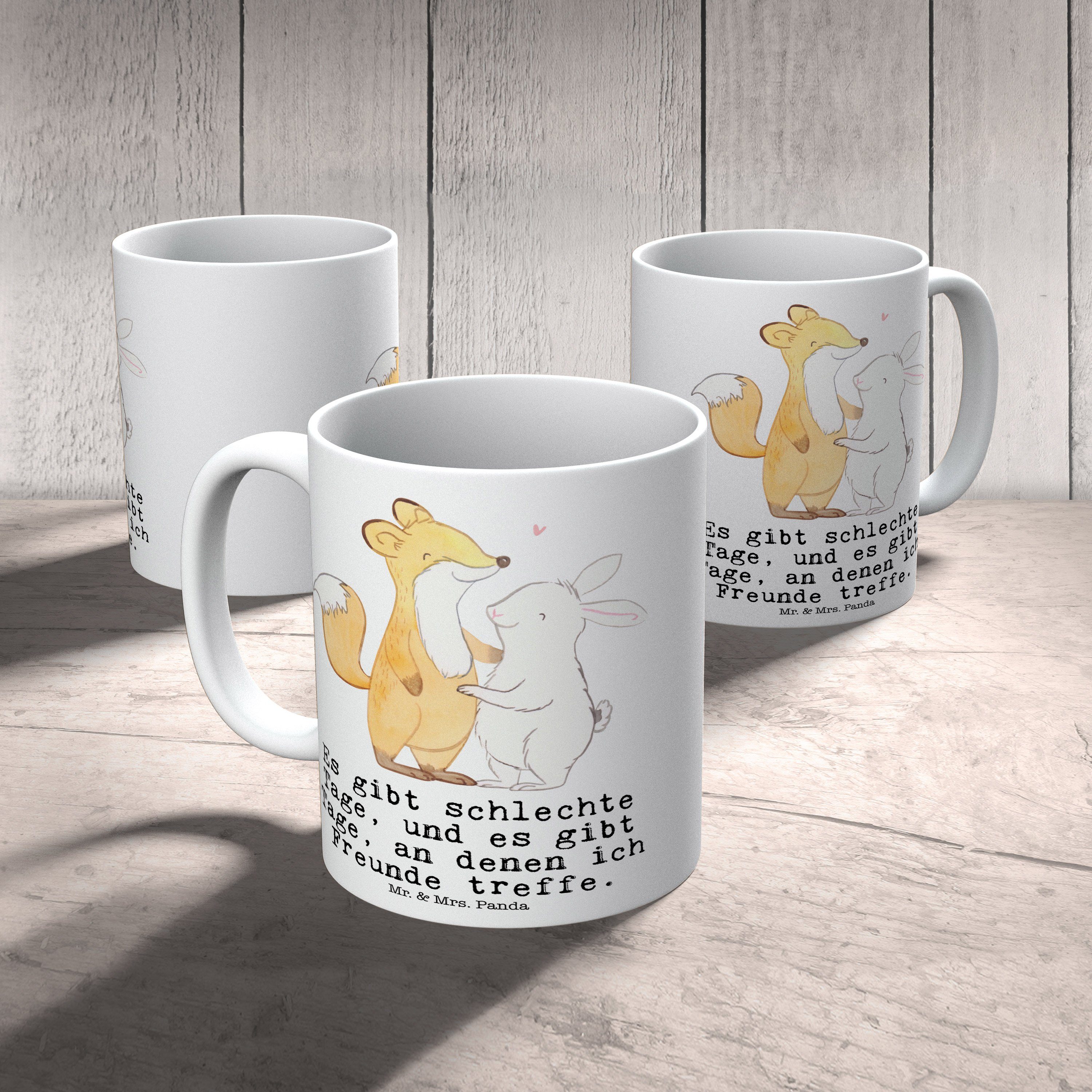 Hase treffen Geschenk, - Keramiktasse, Freunde Tasse Fuchs Weiß Panda Keramik Kaff, Tage Mr. & - Mrs.