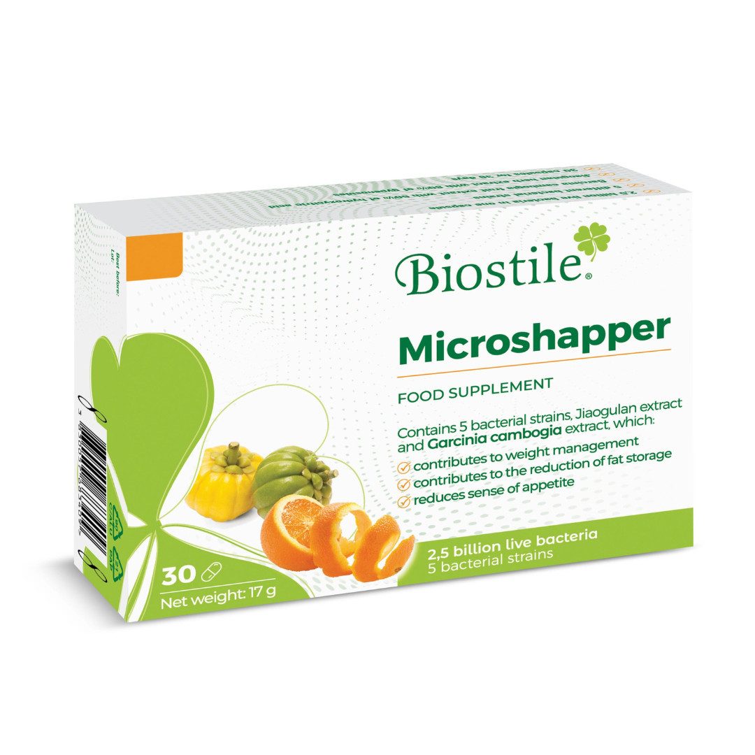 Biostile MicroShapper - Garcinia mit Bakterienkulturen für Gewichtsmanagement Kapseln, 17 g, Mit Inulin, 5 Bakterienstämmen, 30 Kapseln