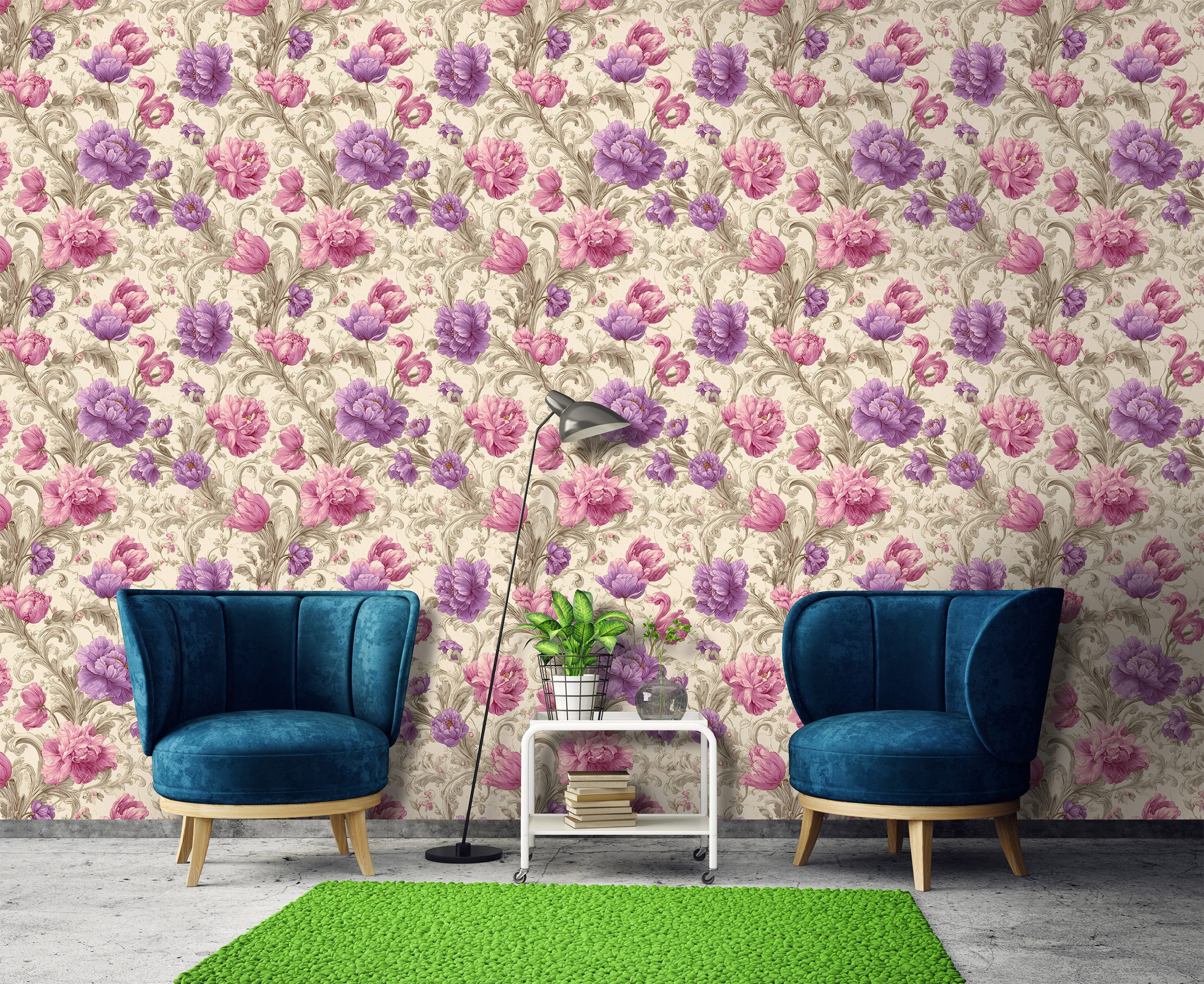 Wallarena Vliestapete Blumen Rosa Lila Natur Wohnzimmer Schlafzimmer Tapete, Glatt Matt Waschbar Premium Vlies Tapeten von Wallarena, Rosa, (Vliestapete - Rollengröße: 10 m (Länge) x 50 cm (Breite), 1 St., Vliestapete - Rollengröße: 10 m (Länge) x 50 cm (Breite), Tapete inkl. Kleister Vliestapete Motivtapete Wandtapete - 10m x 50 cm