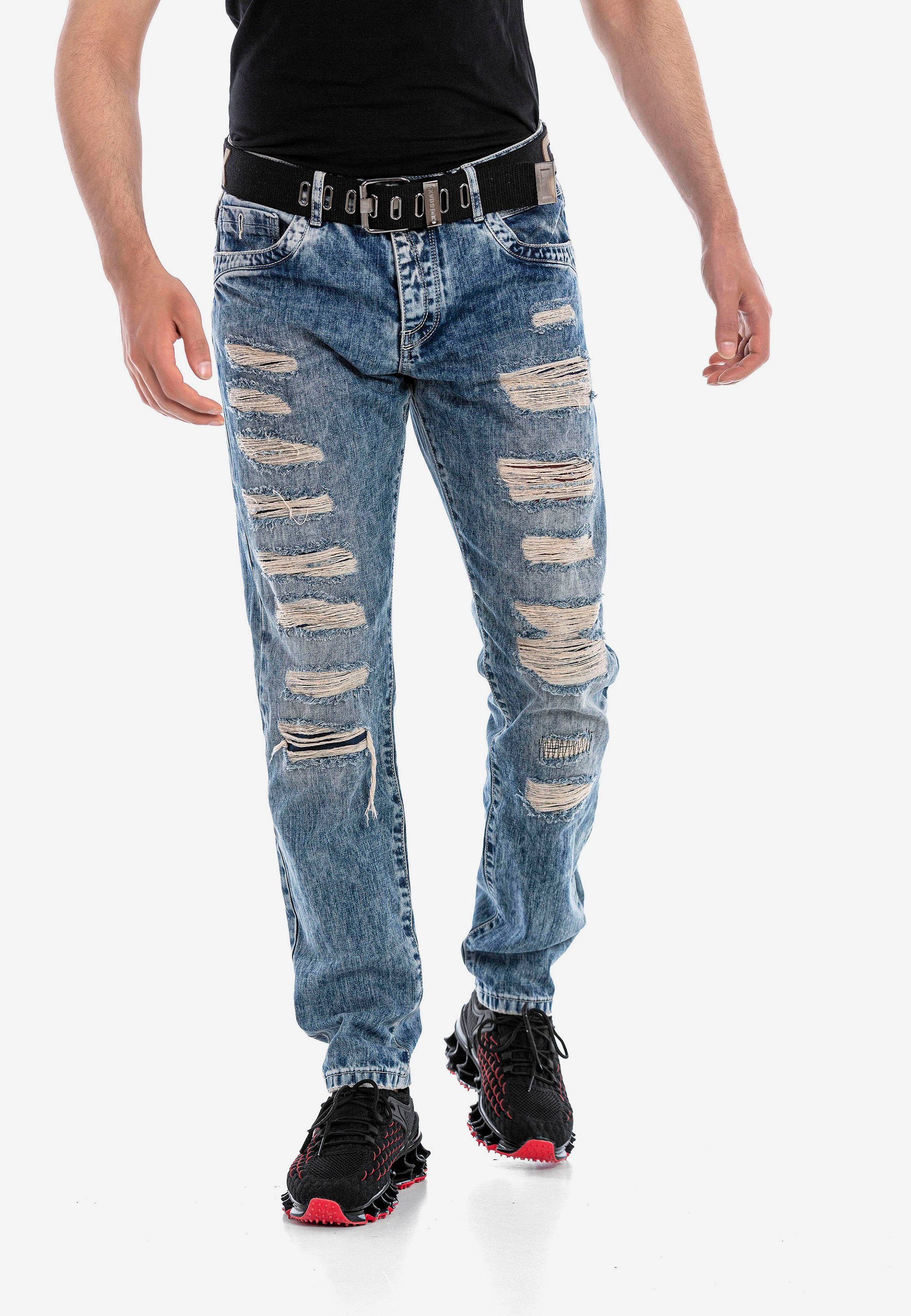 Cipo & Baxx Bequeme Jeans mit Ripped Details in Straight-Fit | Jeans