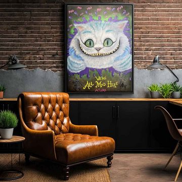 DOTCOMCANVAS® Leinwandbild Mad Cat, Leinwandbild Mad Cheshire Cat Grinsekatze Alice im Wunderland Comic