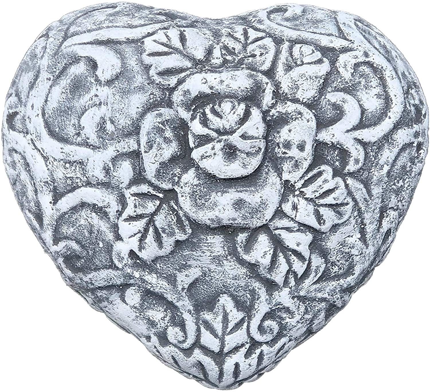 Stone and Style Gartenfigur Grabschmuck Garten Deko Herz Rankenmuster, Stei günstig online kaufen