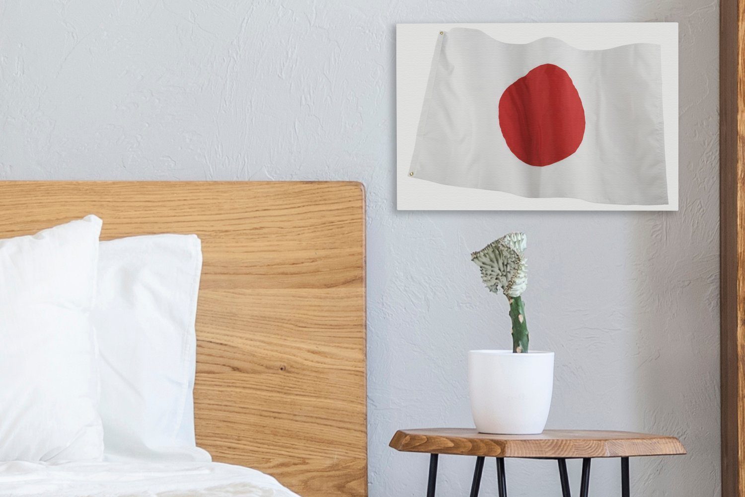 OneMillionCanvasses® Leinwandbild Die Flagge von Hintergrund, cm St), (1 Japan Leinwandbilder, auf Wanddeko, 30x20 Wandbild weißem Aufhängefertig