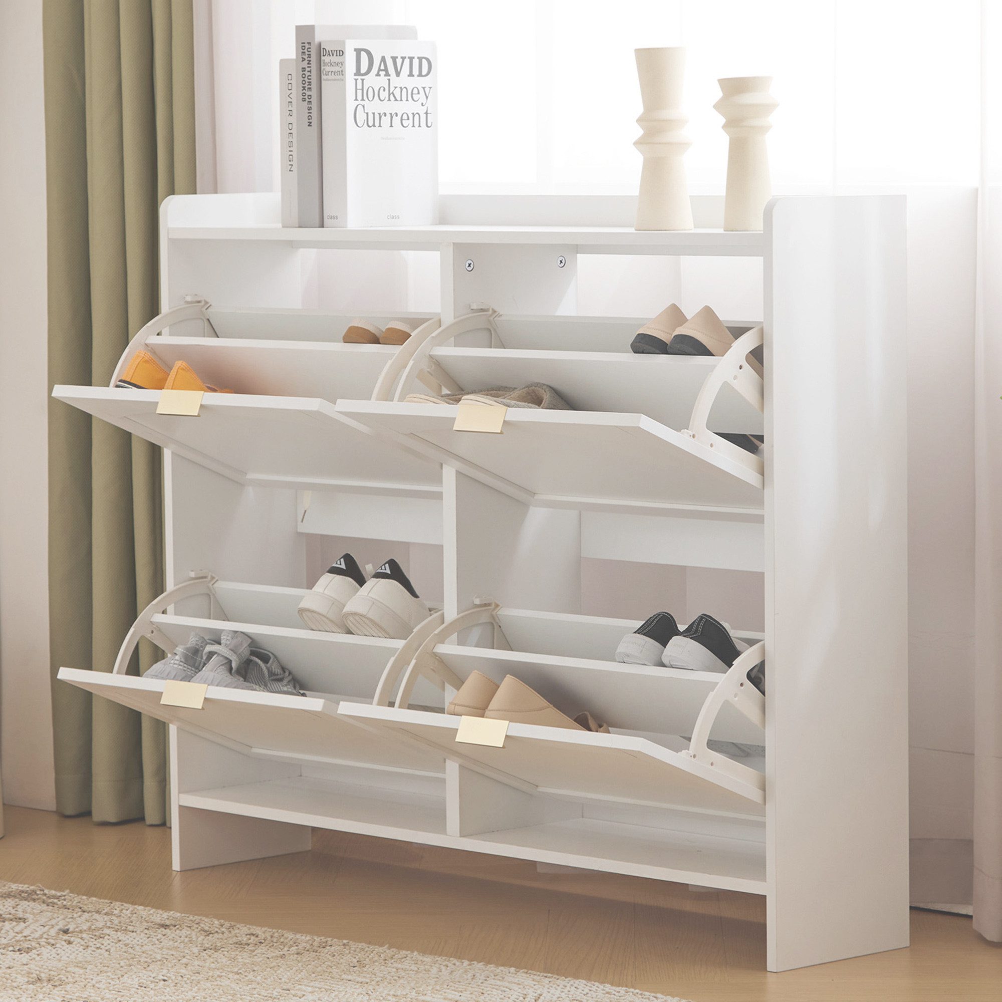 Refined Living Schuhschrank mit 4 Klappenfächern, freistehendem Schuhregal, günstig online kaufen