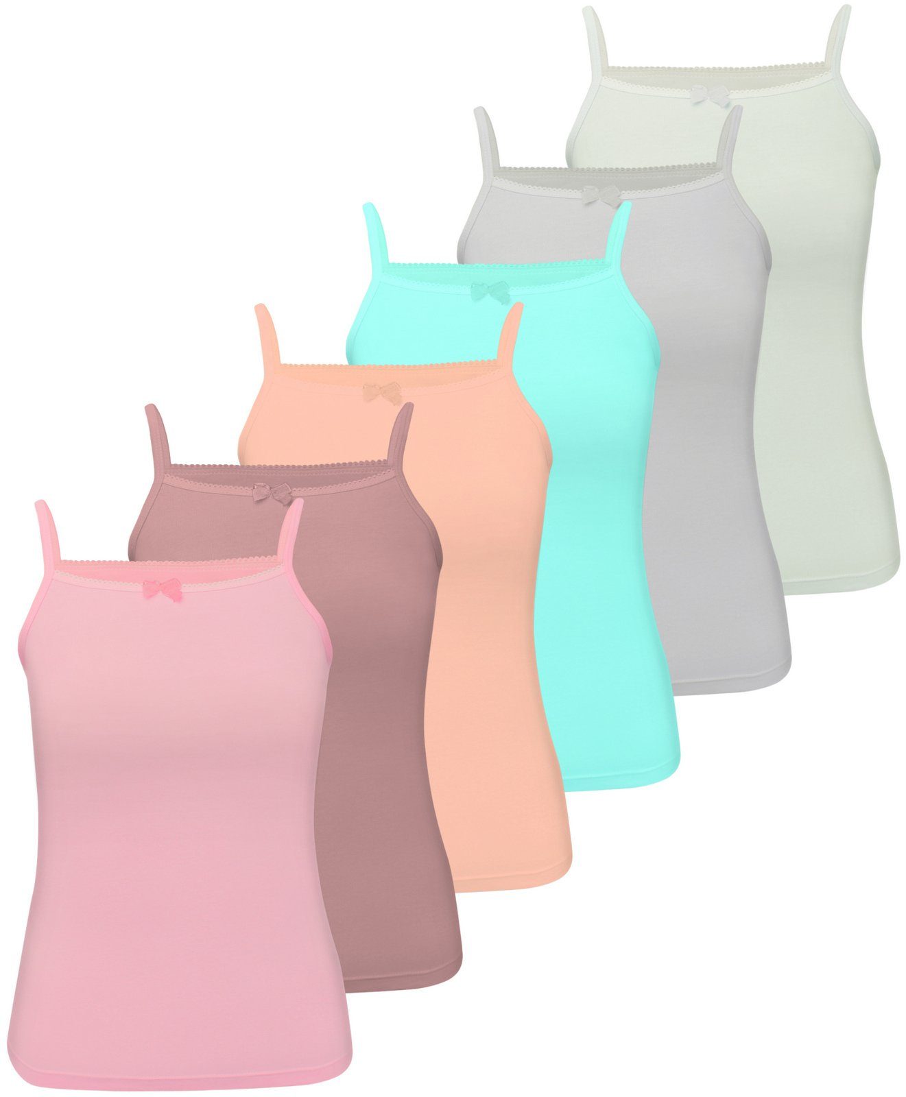 LOREZA Unterhemd 6 Mädchen Unterhemden Spagettiträger 92-170 / 2-15 Jahre - Basics (Set, 6-St., 6er-Pack)
