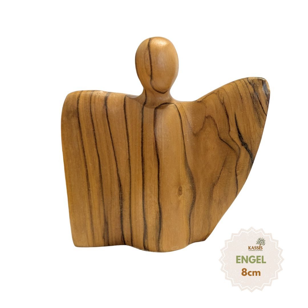 Kassis Geschenkartikel Dekoobjekt Olivenholz Geflügelte Engel-Figur Glücksbringer Schutzengel, handgefertigt in Bethlehem, Geschenk zu mehreren Anlässen