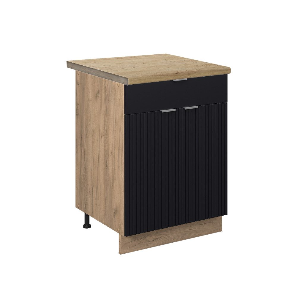 Vicco Unterschrank Fame-Line, Schwarz gestreift/Goldkraft Eiche, günstig online kaufen