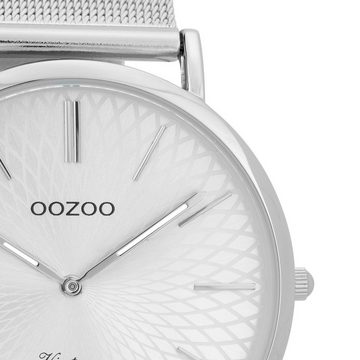 OOZOO Quarzuhr Oozoo Damen-Uhr silber, (Analoguhr), Damenuhr rund, groß (ca. 40mm), Edelstahlarmband silber, Fashion