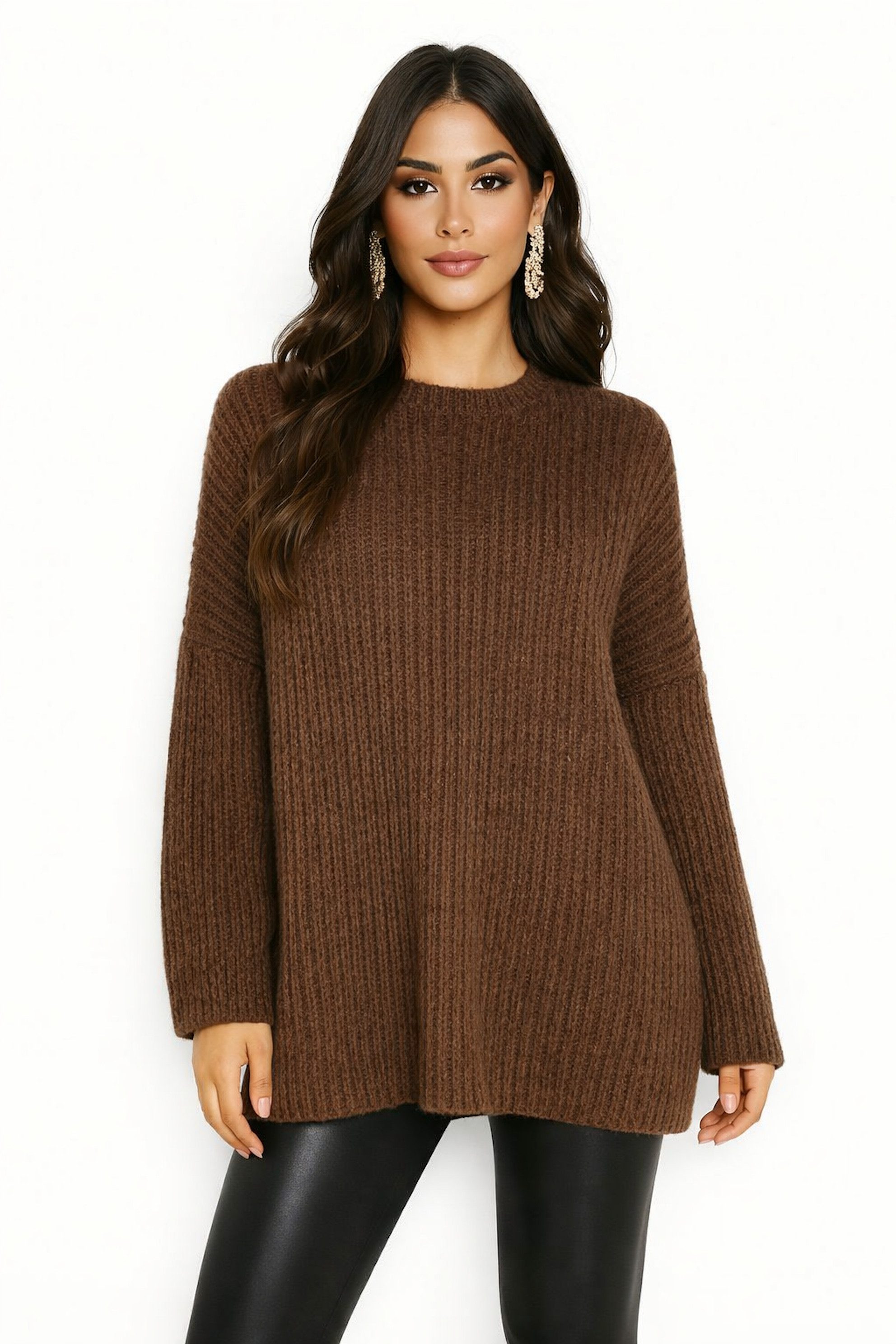 Longpullover WORLDCLASSCA Damen Oversize Strickpulllover Lang Pulli Dick Winter