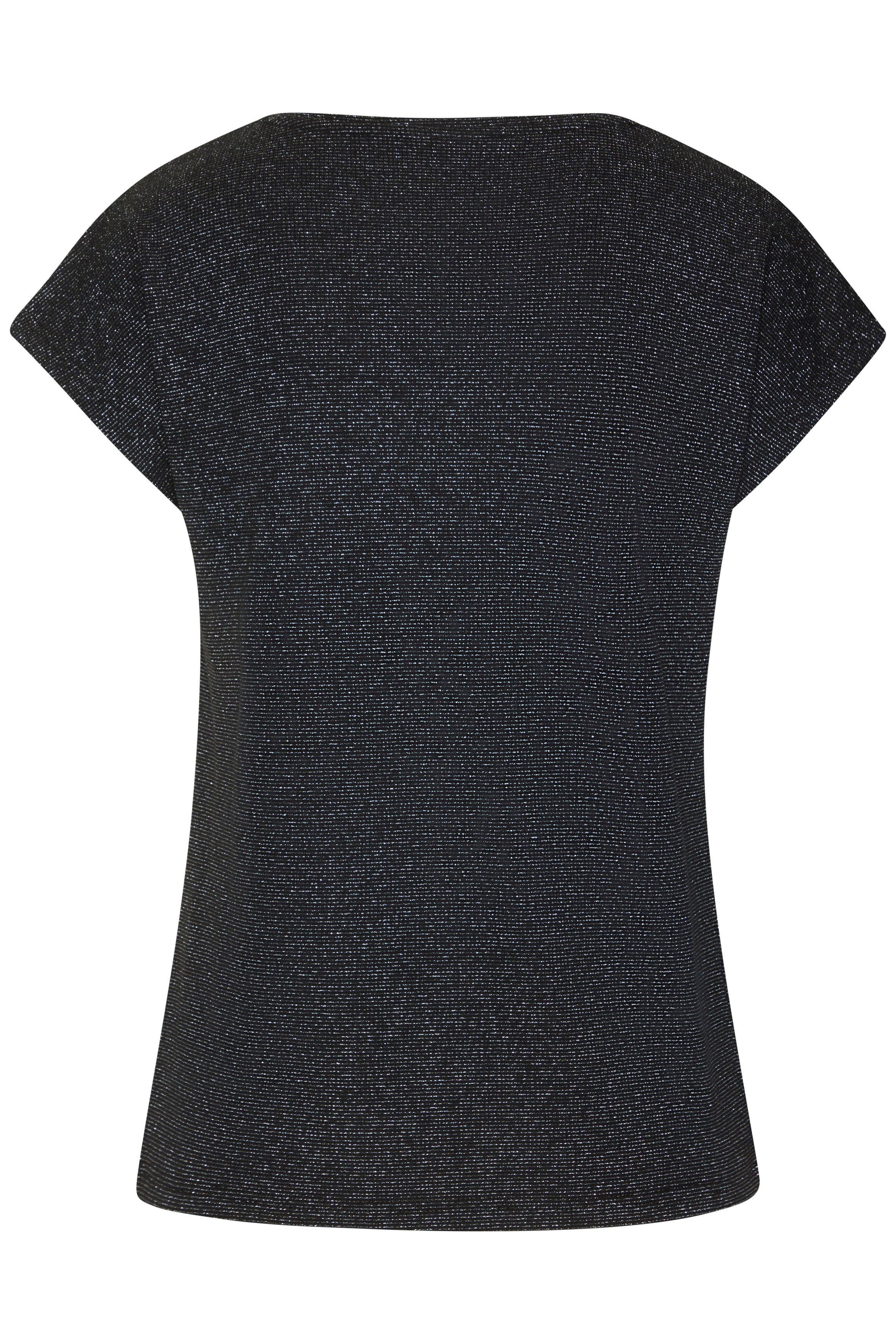 LASCANA Kurzarmshirt mit silberfarbenem Glitzereffekt mit V-Ausschnitt – Bild 3 von 5