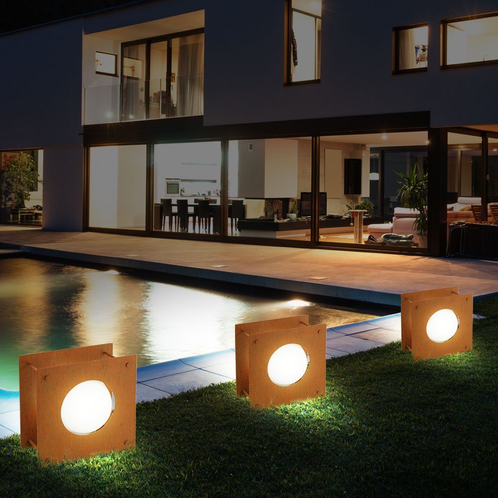 etc-shop LED Warmweiß, Leuchten Außen Bereich Außen-Stehlampe, Terrassen Steh Leuchtmittel Set Stand inklusive, 2er im Lampen IP54