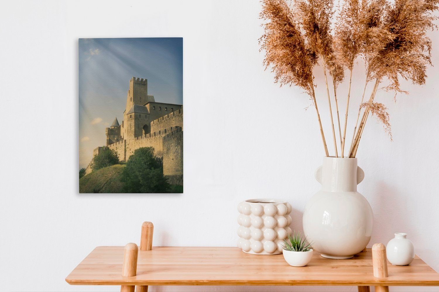 (1 Leinwandbild cm St), fertig - Sonne bespannt Zackenaufhänger, inkl. Schloss, Carcassonne 20x30 OneMillionCanvasses® Gemälde, Leinwandbild -