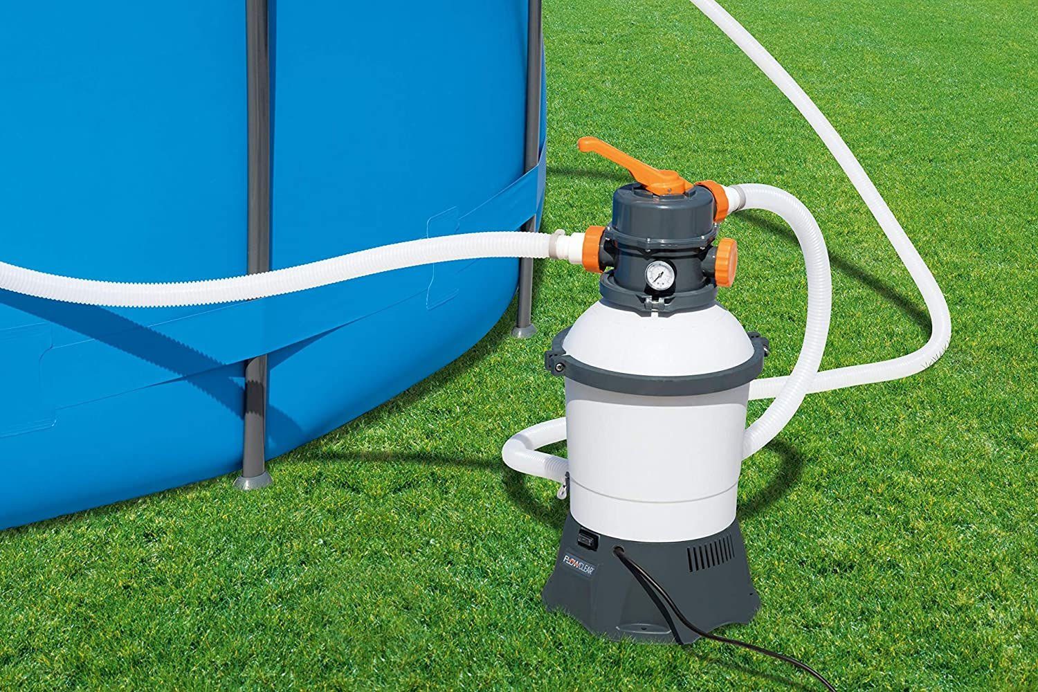 Sandfilteranlage Bestway 58515 Flowclear Sandfilteranlage 3.028 l/h, Pool Umwälz und Filter Pumpe mit Chemikaliendosierer