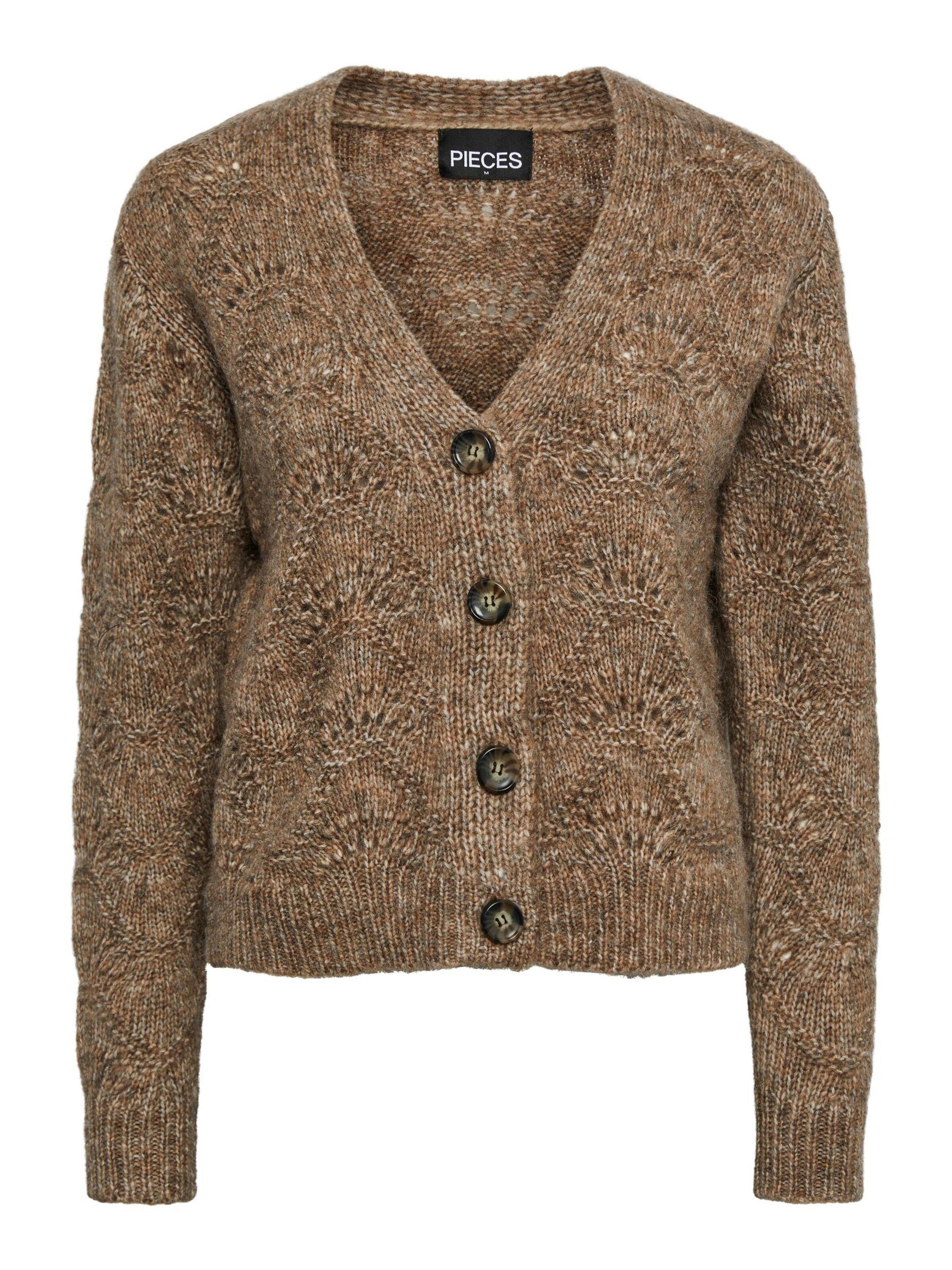 pieces Strickjacke Bibbi Lochmuster (1-tlg)