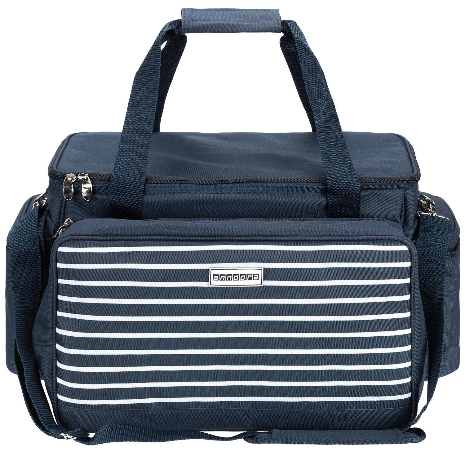 anndora Picknickkorb XXL Picknicktasche 6 Personen Vollausstattung 57 Teile, isoliertes geräumiges Hauptfach - verstellbarer abnehmbarer Tragegurt – Bild 4 von 5