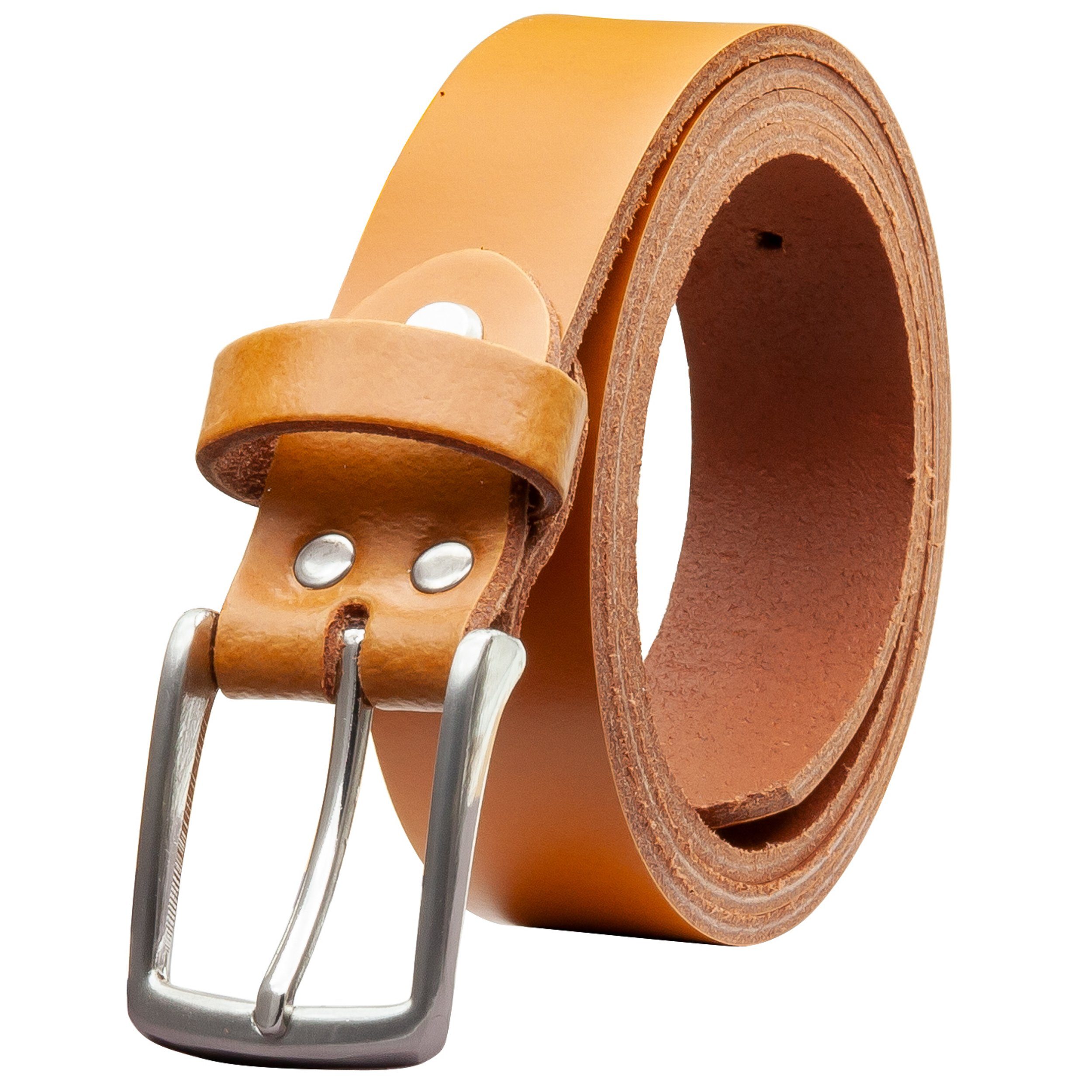 COLOGNEBELT Ledergürtel OM311-PL-Cognac MADE IN GERMANY, Cognac Kürzbar, 100 % Echtleder, Aus einem Stück, Unisex
