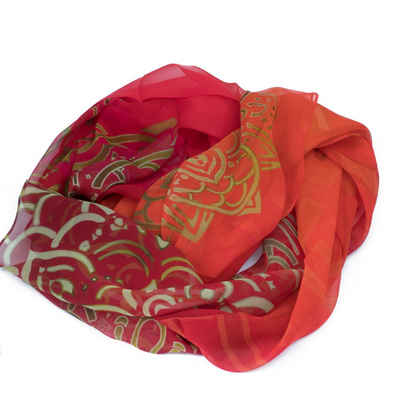 Bella Carina Seidentuch Mandala Schal Seide, rot oder blau