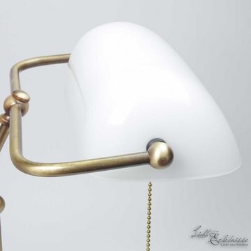 Licht-Erlebnisse Schreibtischlampe LAMPADE MINISTERO, ohne Leuchtmittel, Premium Bankerlampe Tisch Echt-Messing H:46cm hochwertige