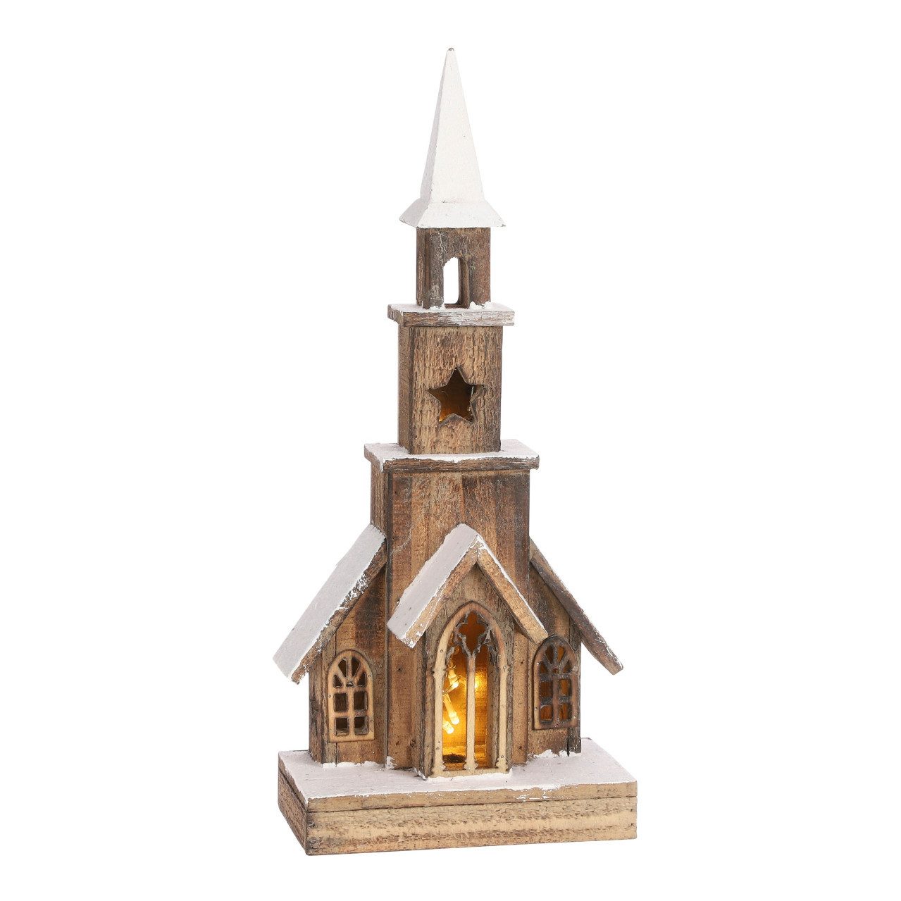 Mica Decorations LED-Dekofigur Mica Decorations LED Dekofigur Holz Kirche 4 günstig online kaufen