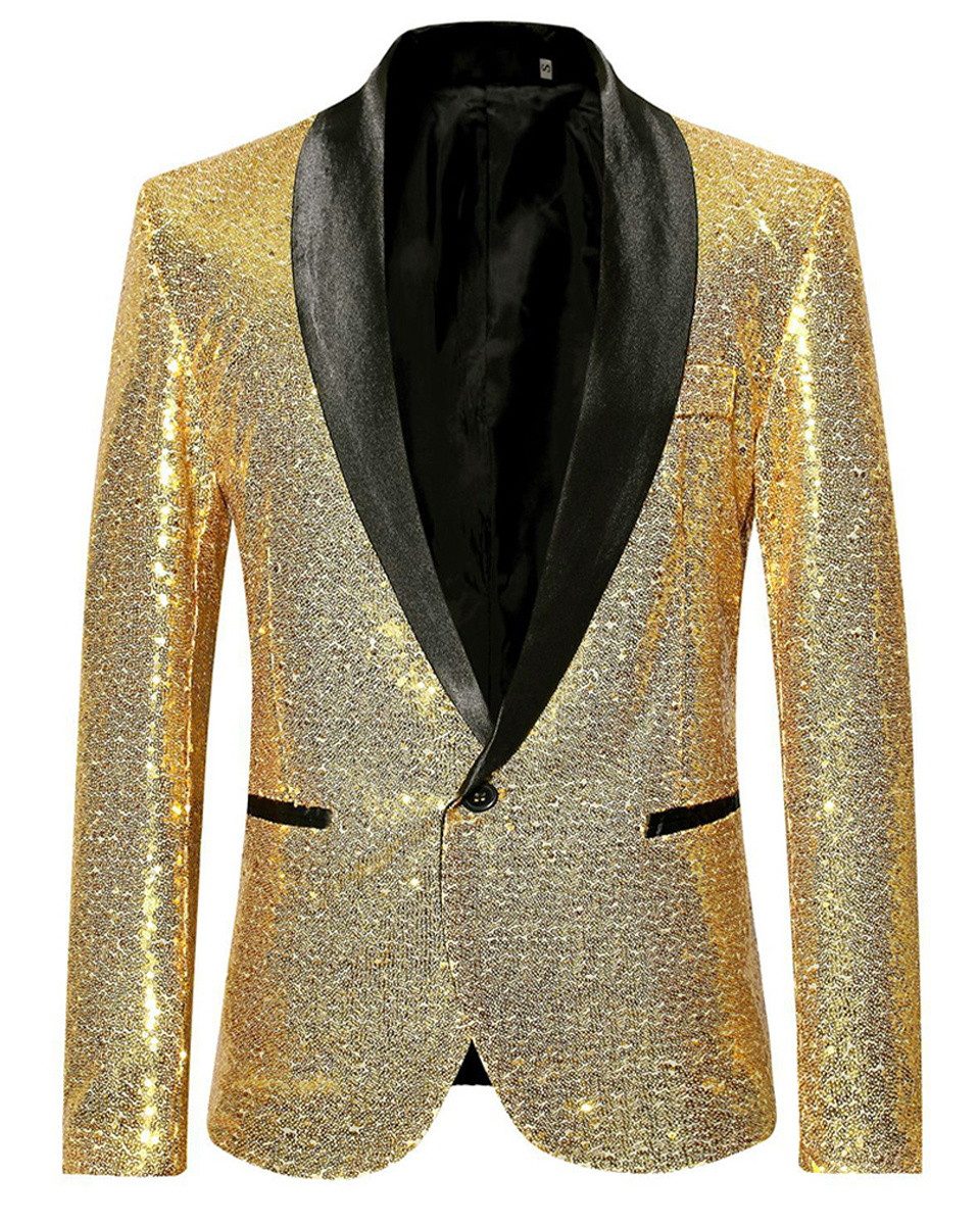 Jungen Pailletten Sakko Blazer Anzugjacke Slim Fit Glitzer - Foto 10