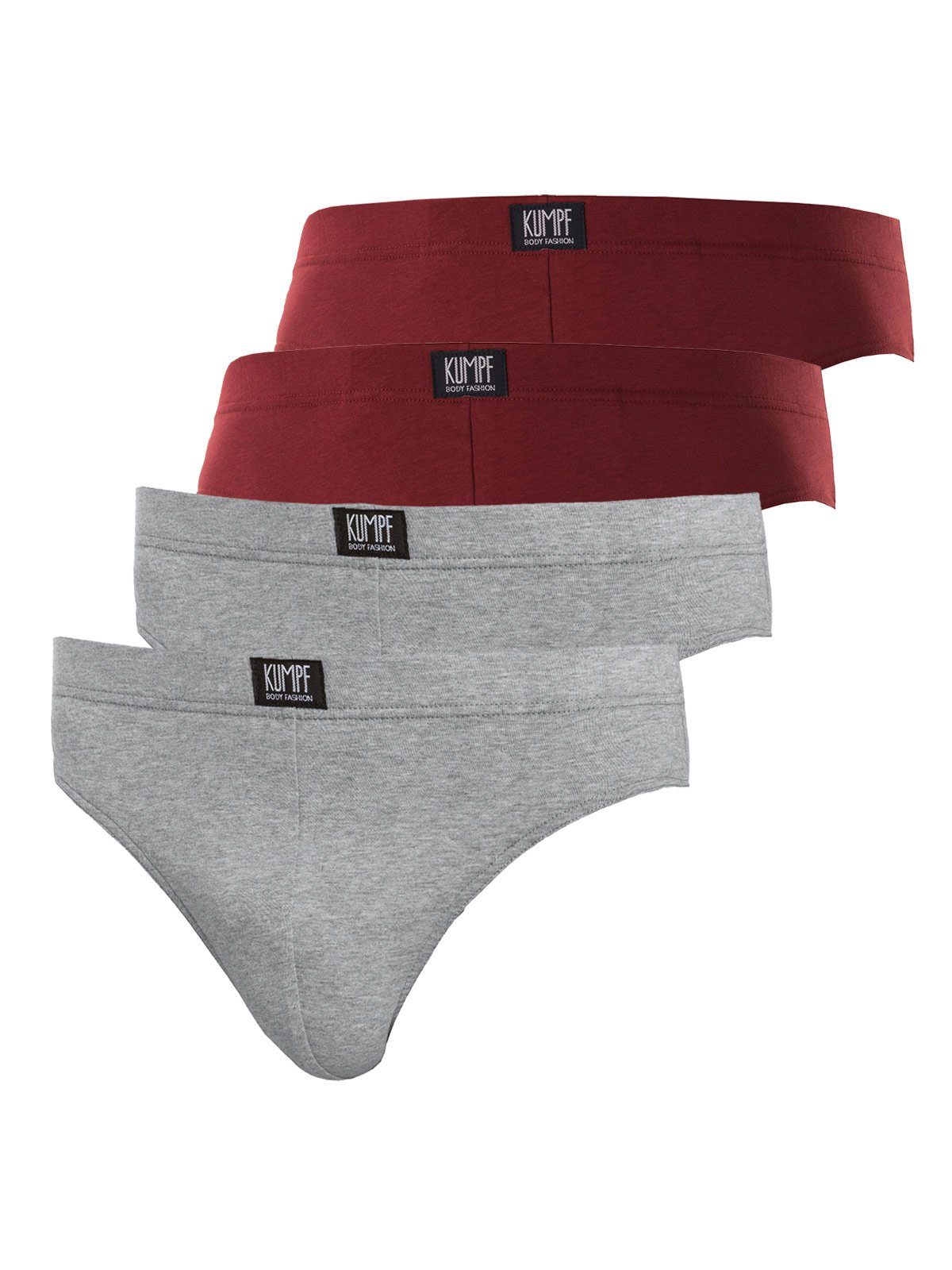 KUMPF Slip 4er Sparpack Herren Slip Bio Cotton (Spar-Set, 4-St) - stahlgrau-melange weinrot