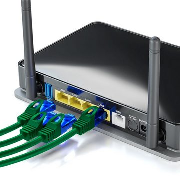 deleyCON deleyCON 15m CAT6 Patchkabel Netzwerkkabel Ethernet LAN DSL Kabel Grün LAN-Kabel