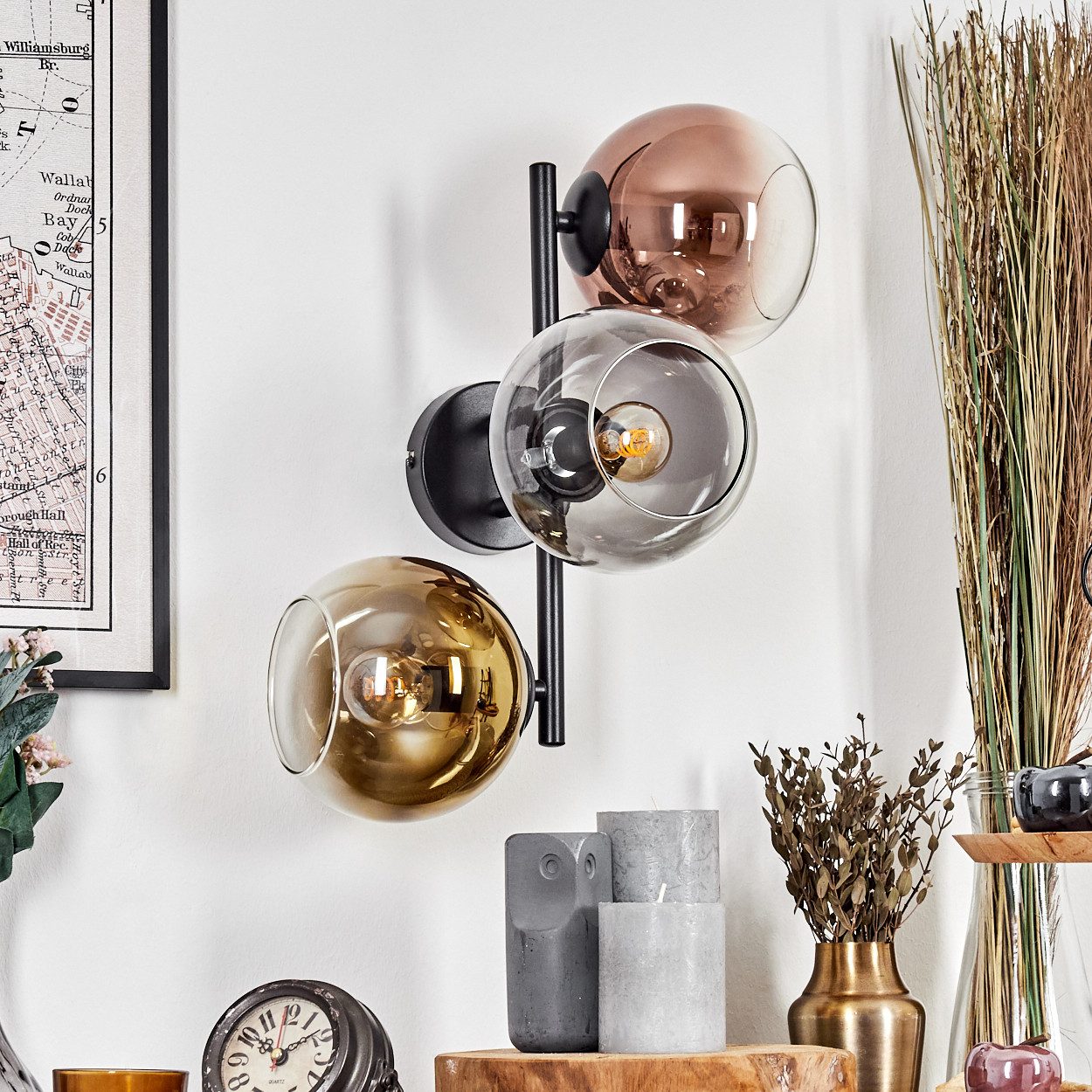 hofstein Wandleuchte Wandlampe aus Metall/Glas in günstig online kaufen