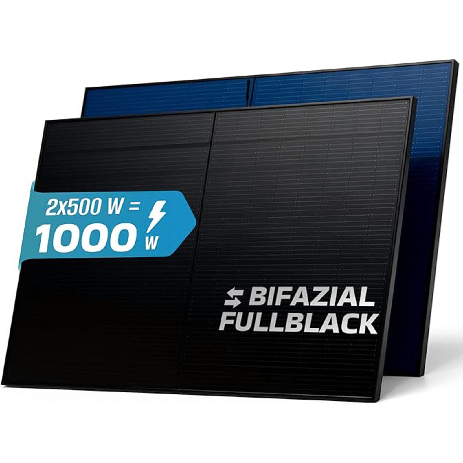 SUNNIVA Solarmodul Solarpanel FULL BLACK Bifazial Glas 500 Watt PV Panel, Monokristallin, (2-St., Setwahl - 1er, 2er oder 4er Set)