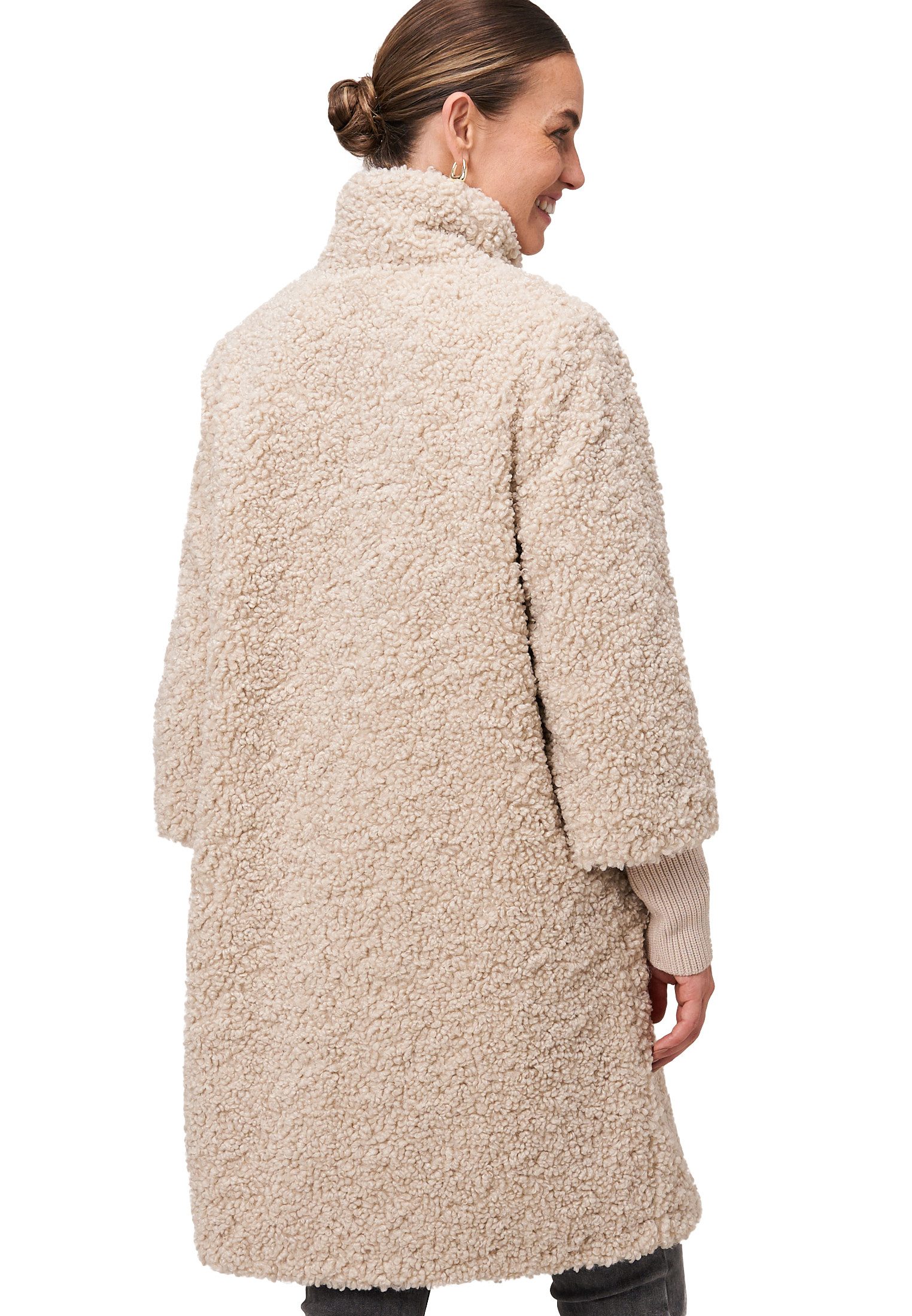 Zero Fellimitatmantel Damen mit Stehkragen