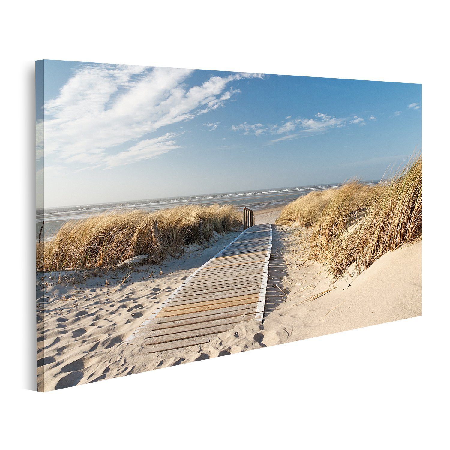 Leinwandbild Bild auf Leinwand Weg Zum Strand Auf Langeoog Durch Die Dünen Mit Der