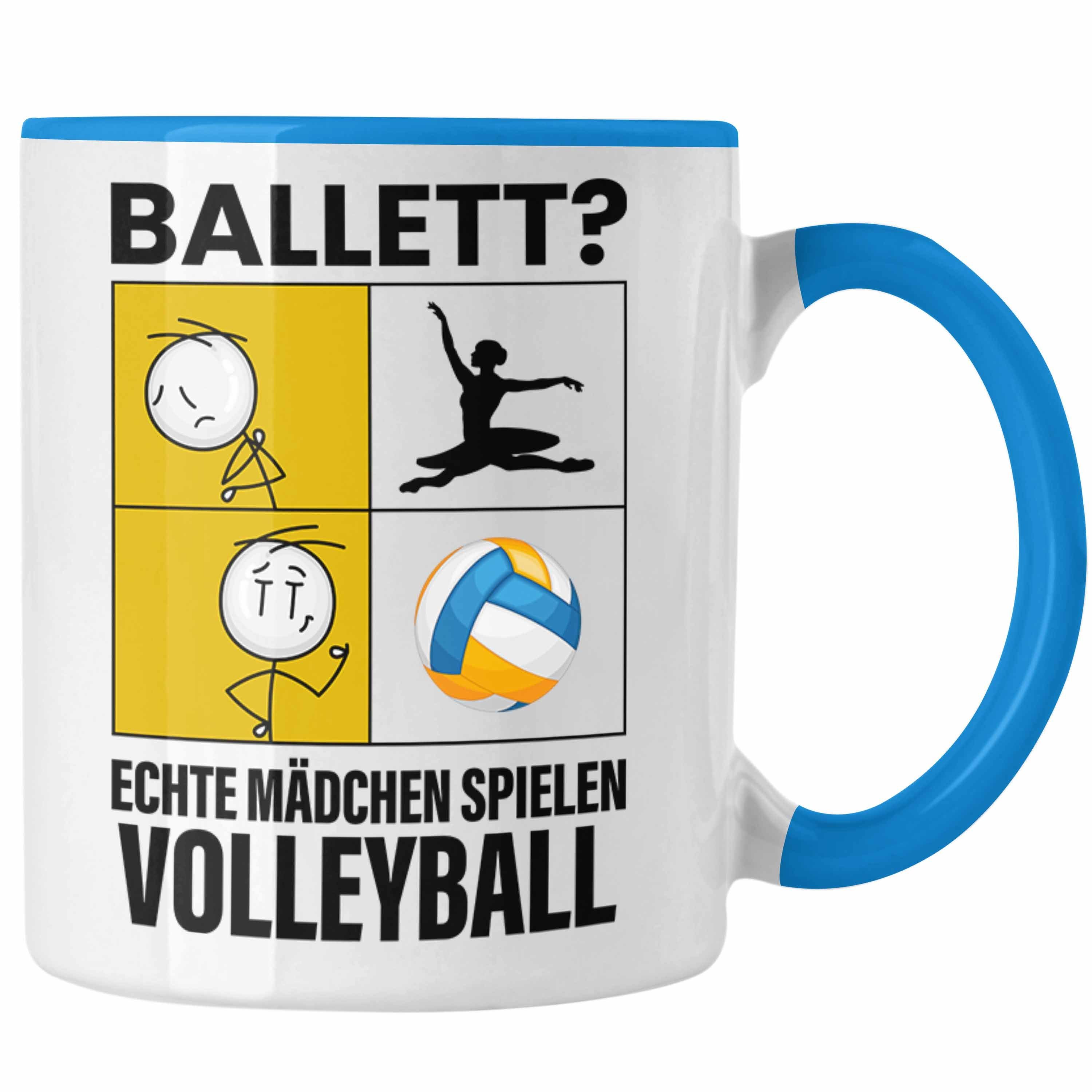 Trendation Tasse Volleyball Mädchen Tasse Sport Geschenk Frauen Echte Mädchen Spielen V Blau