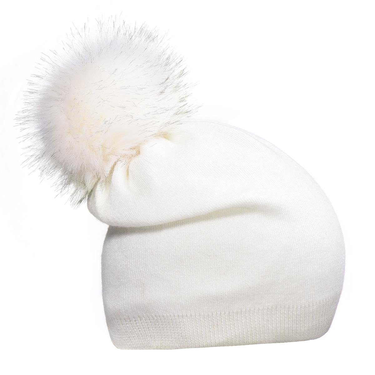 DonDon Beanie Wintermütze abnehmbaren Bommel (Packung, 1-St) weiß mit Wintermütze, Mütze