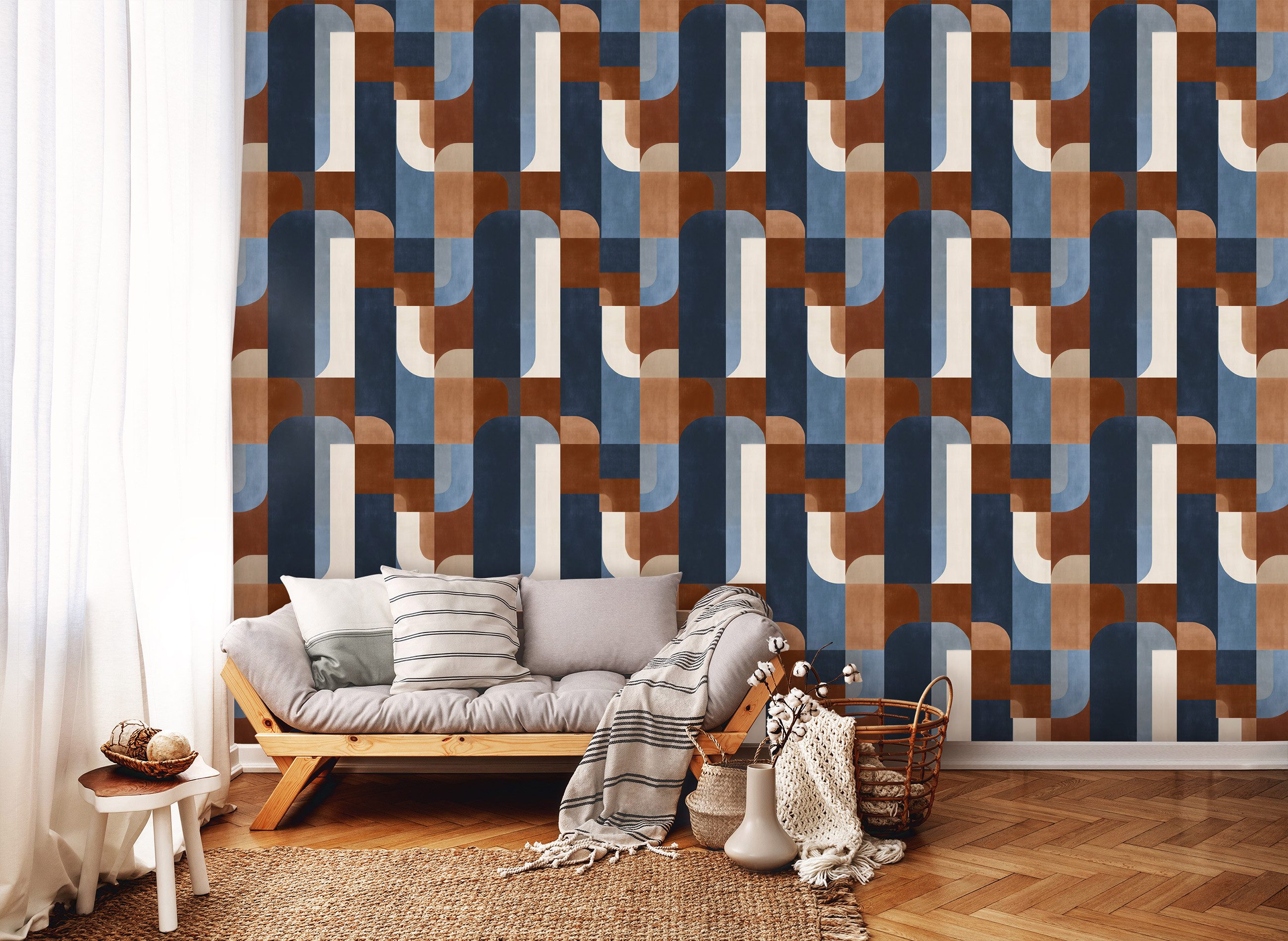 Wallarena Vliestapete Blau Weiß Abstrakt Wohnzimmer günstig online kaufen