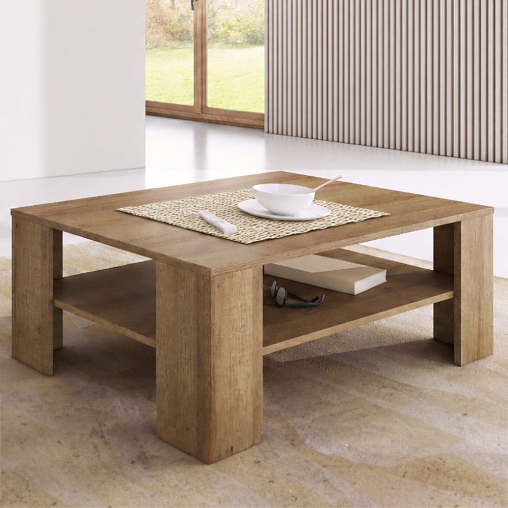 Lomadox Couchtisch STEGNA-160, Eiche Nb., 103 cm breit, 1 Ablageboden für Bücher & Fernbedienungen