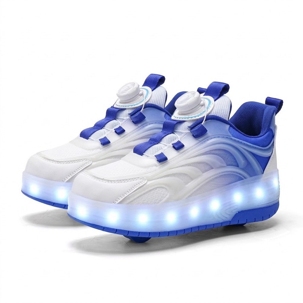 Athlix Kinder LED Sneaker mit Rollen Leuchtschuhe Freizeitschuhe Herbst Sneaker Patchwork-Design, Integrierte LED-Lichter mit Leuchteffekt