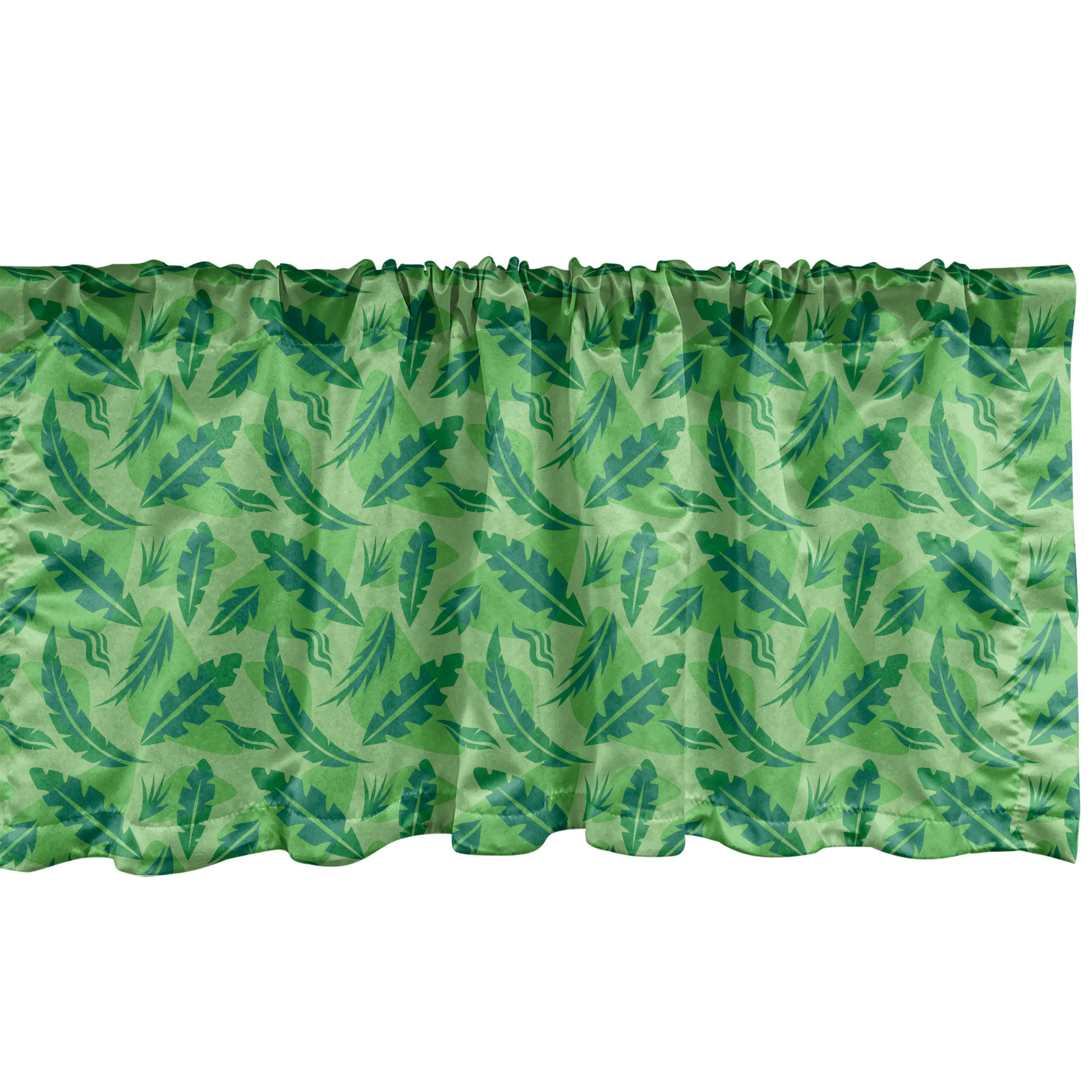 Scheibengardine Vorhang Volant Leafage Stangentasche, für Dekor Tropisch Küche Abakuhaus, Schlafzimmer mit Microfaser, Waldlaub