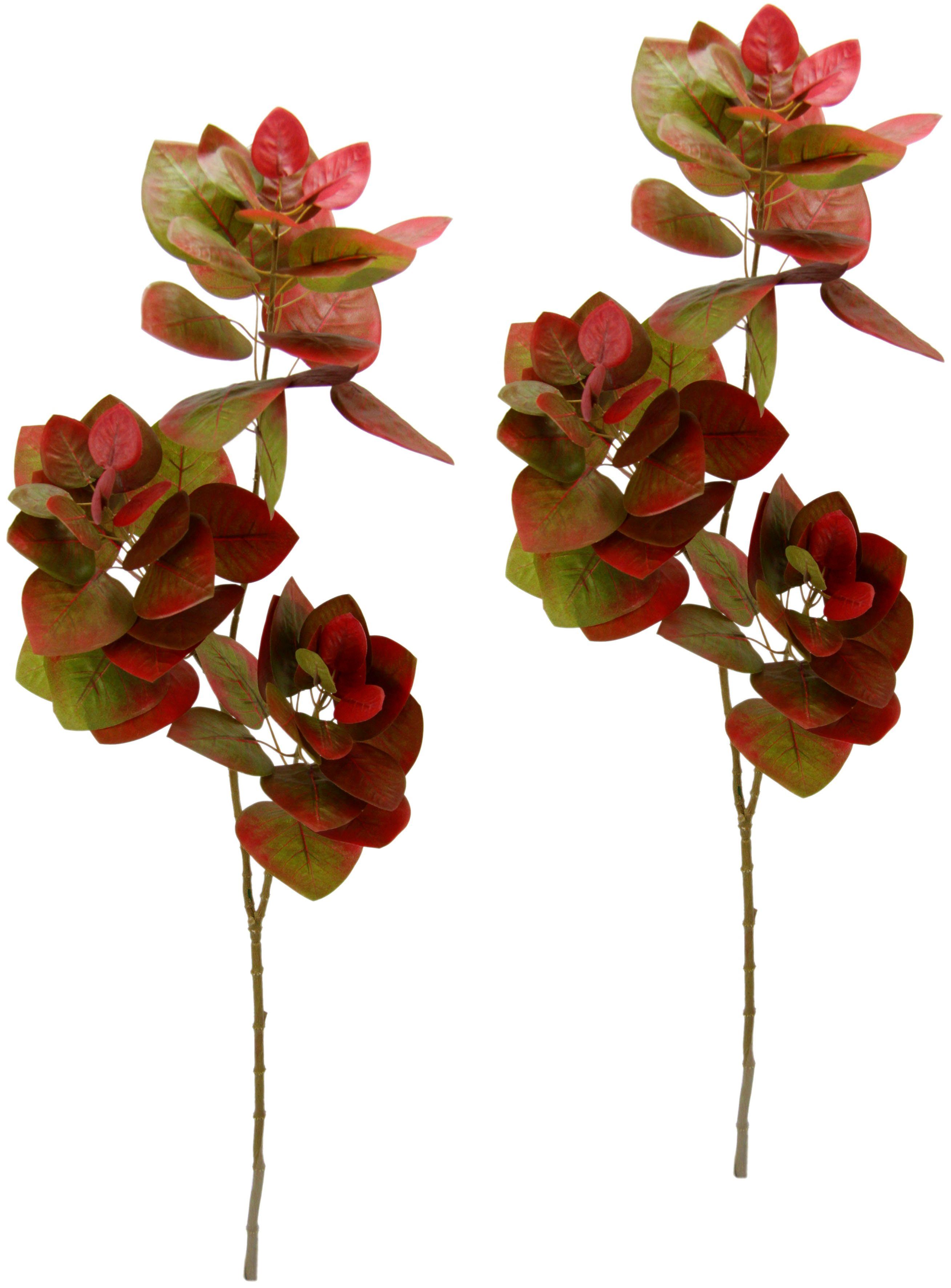 Kunstpflanze Blattzweig, I.GE.A., Höhe 90 cm, Eukalyptuszweig, Seidenblume, 2er Set