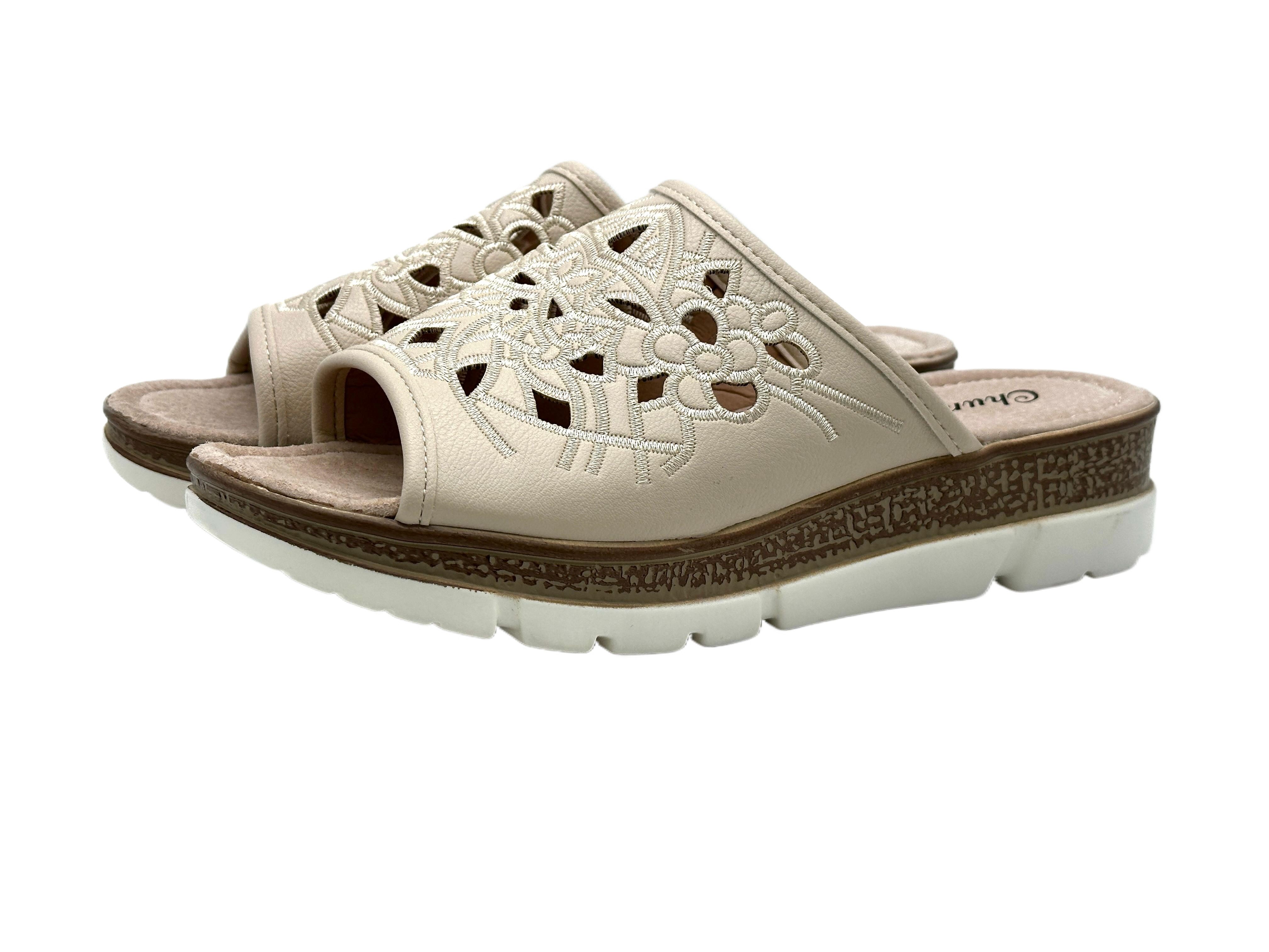 Nowaland Bequeme Damen-Pantoletten - luftdurchlässig & rutschfest Pantolette Blumenmuster, ergonomisch, Weich, rutschhemmend