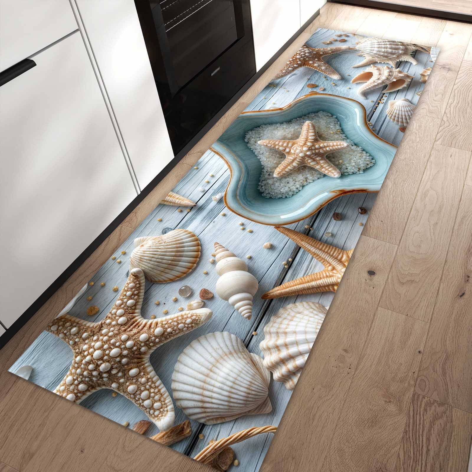 Primedeco Teppich Küchenteppich Muscheldeko Sternform PVC rutschfest abwasc günstig online kaufen