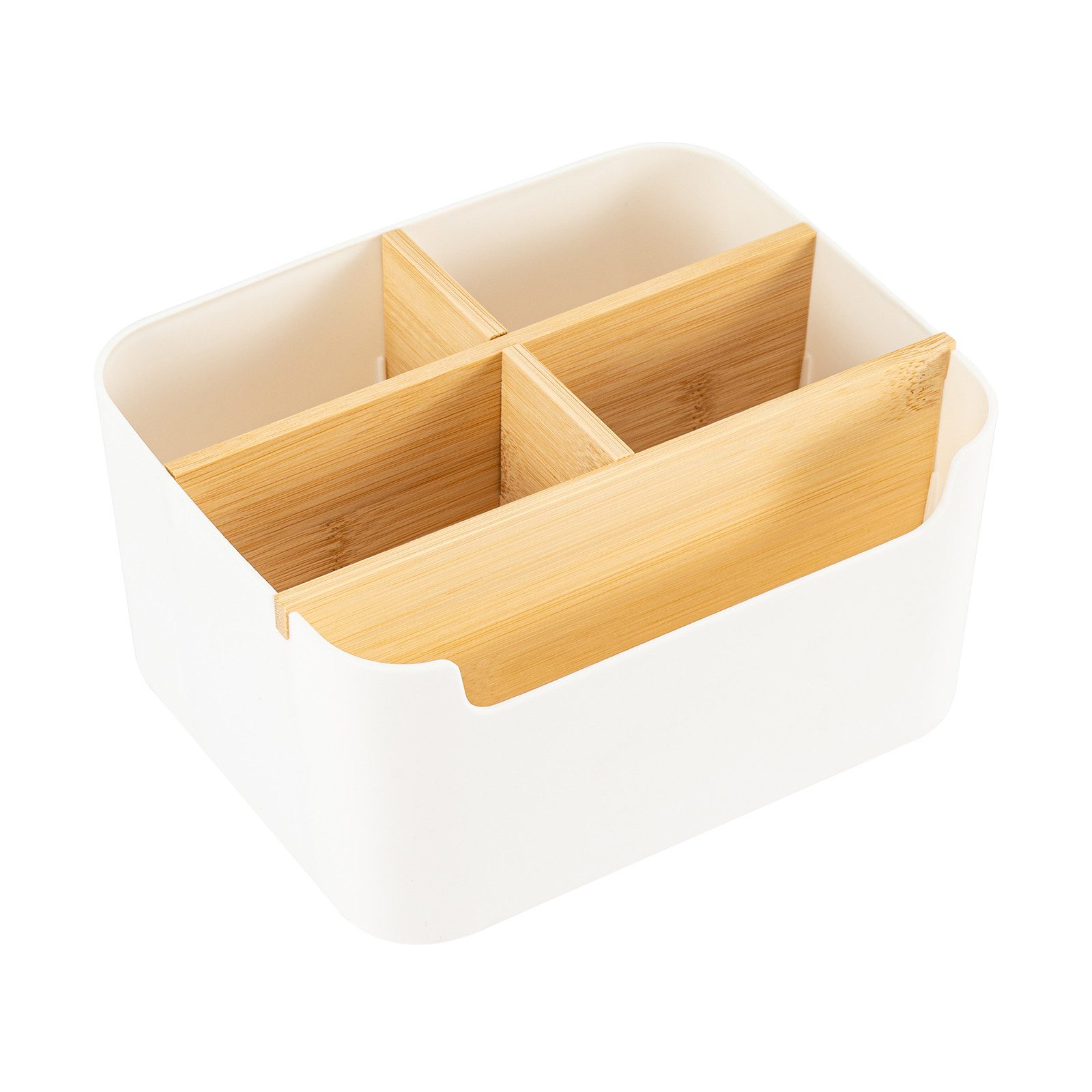 Youyijia Aufbewahrungsbox Bambus Schreibtisch Organizer with 5 Compartments, Büro Organizer