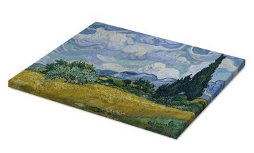 Posterlounge Leinwandbild Vincent van Gogh, Weizenfeld mit Zypressen, 1889, Wohnzimmer Mediterran Malerei