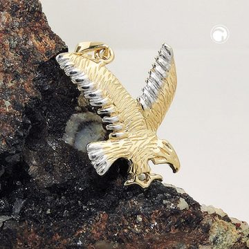 unbespielt Kettenanhänger Anhänger Adler bicolor rhodiniert glänzend 375 Gold 20 x 16 mm, Goldschmuck für Damen und Herren