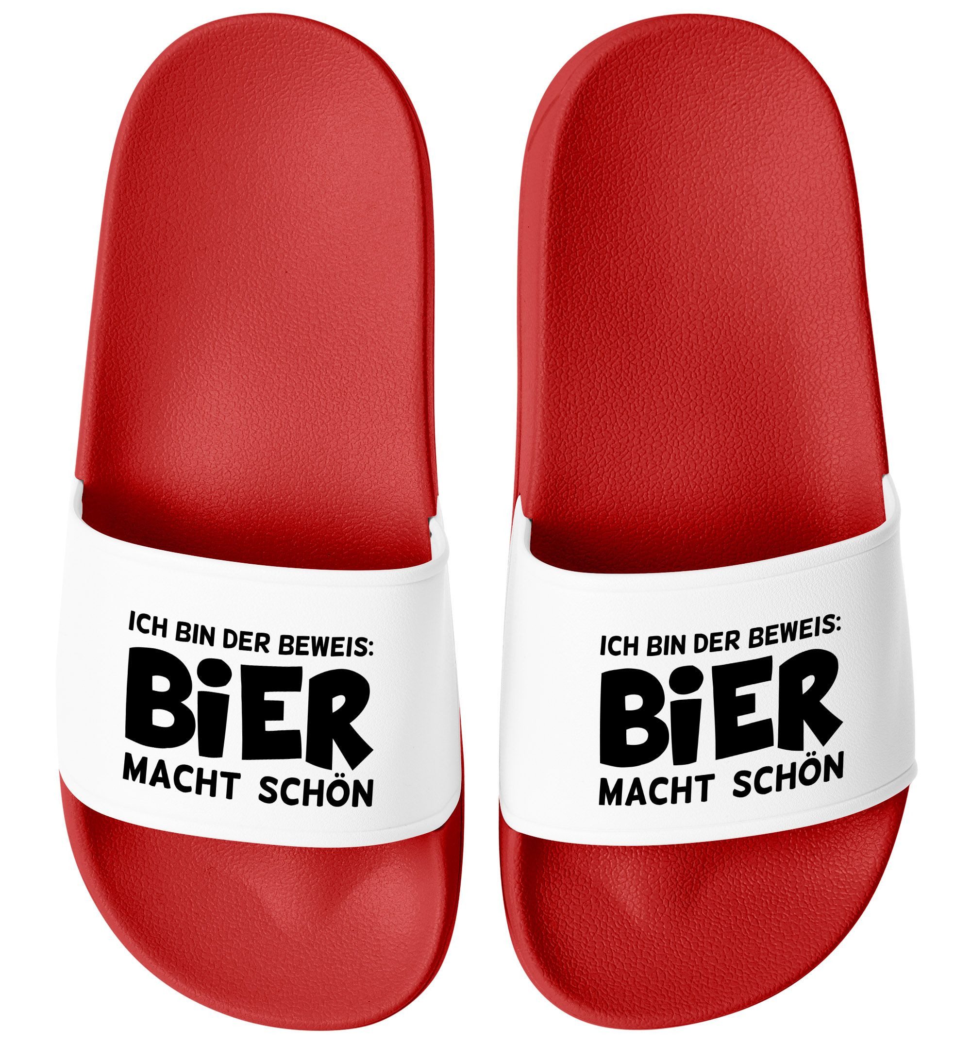 Badeschlappen Herren Damen Unisex mit Spruch Aufdruck Bier macht Badesandale